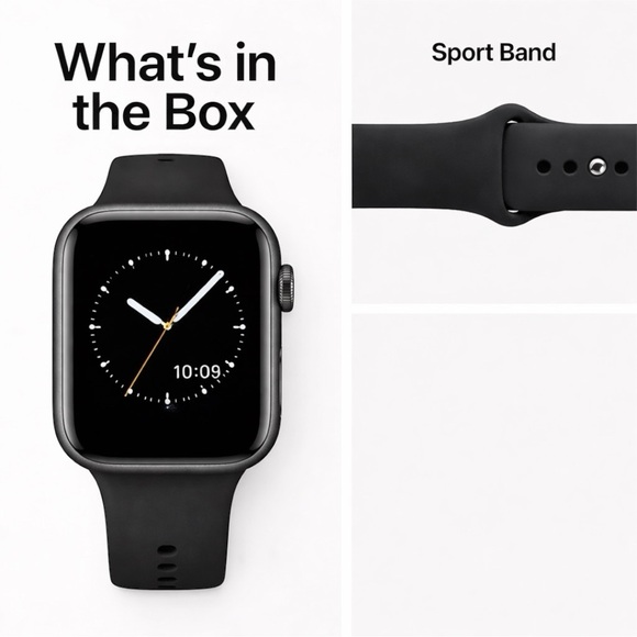 Apple Watch Series 3 42mm Space Gray Aluminum Black Band NO CHARGER - Picture 5 of 9